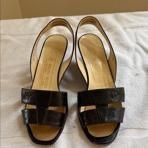 Bruno Magli Black Croc-Embossed Heels